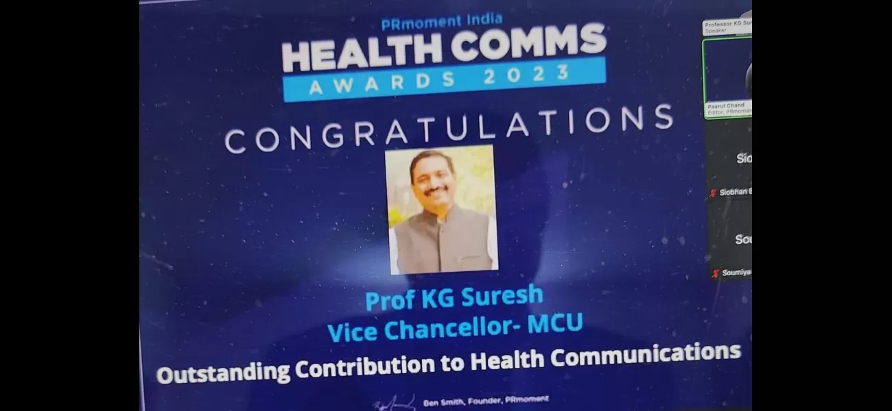 VC K G Suresh of Madhya Pradesh's MCU honoured with Health Communications Award.