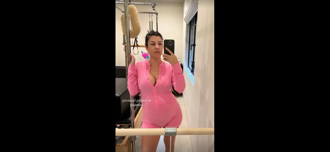 Kourtney Kardashian wears a stylish Barbie pink outfit for her pregnancy workout.