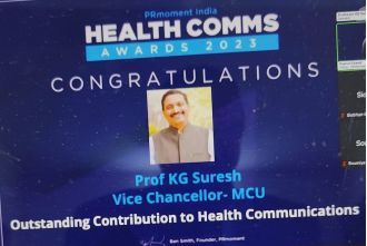 VC K G Suresh of Madhya Pradesh's MCU honoured with Health Communications Award.