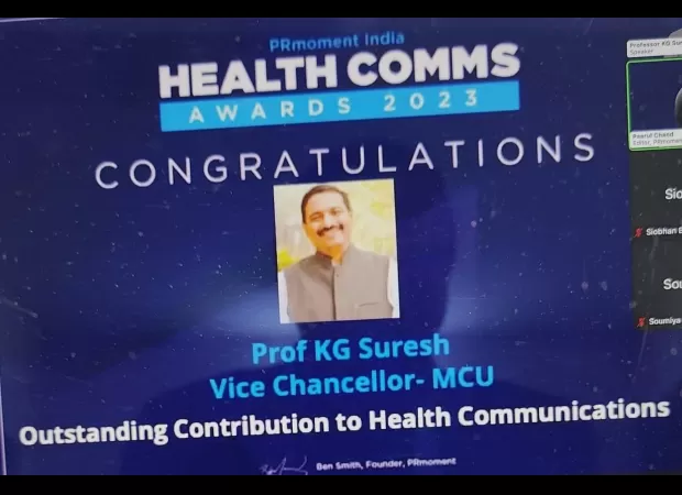 VC K G Suresh of Madhya Pradesh's MCU honoured with Health Communications Award.