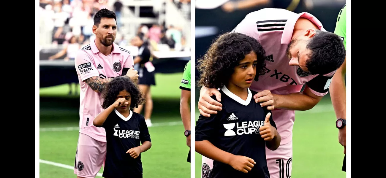 Lionel Messi comforts DJ Khaled's son, who was crying before his first game for Inter Miami.