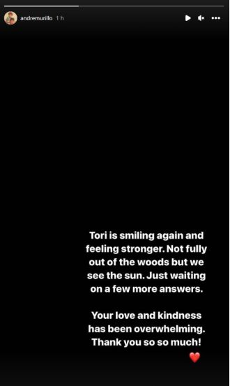 Tori Kelly was hospitalized but is improving; not out of danger yet.