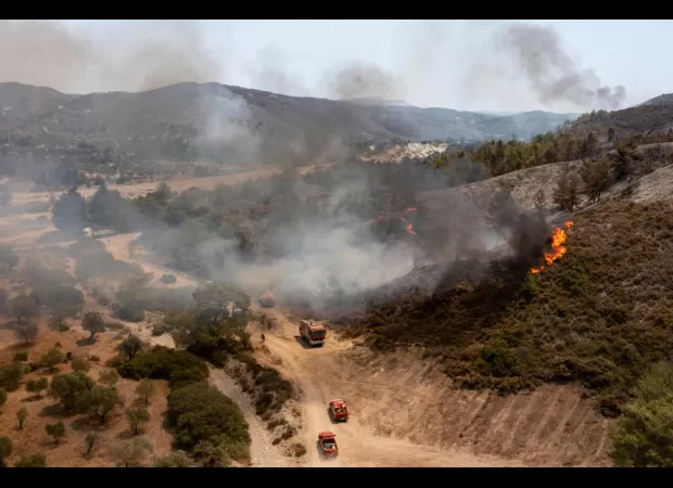 Rhodes declares emergency due to widespread wildfires.