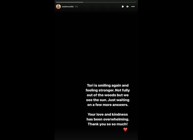 Tori Kelly was hospitalized but is improving; not out of danger yet.