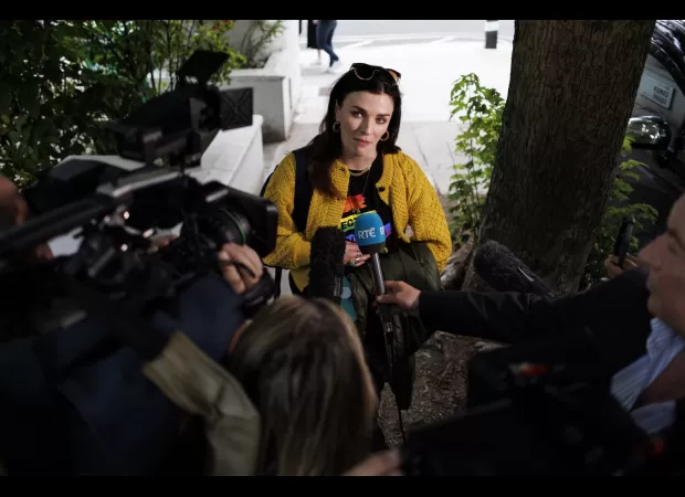 Irish celebs Annie Mac and Aisling Bea pay tribute to Sinéad O'Connor in London, honoring her as a 