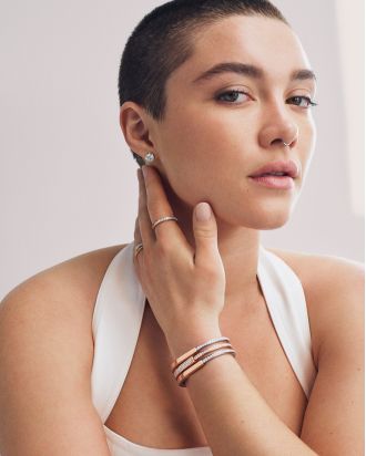 Florence Pugh rocks her buzzcut in Tiffany & Co.'s new campaign, proving she's a real gem.