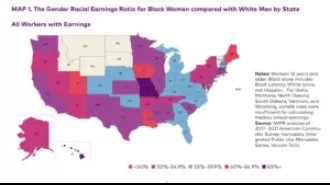 Black women earn $20,702 less than white men annually, per IWPR.