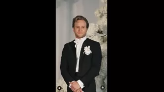 Olly Murs is overcome with emotion as he sees his wife Amelia for the first time on their wedding day, captured in a beautiful video.
