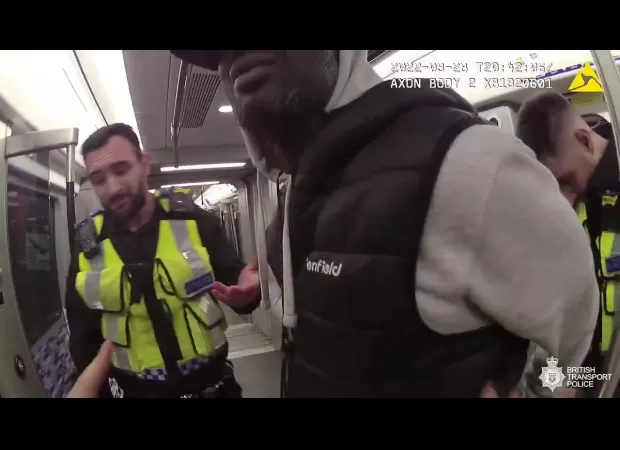Police arrested a sex offender moments after he attacked a woman on the Elizabeth line.