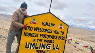 MBVV Inspector pedals to world's highest motorable pass in Ladakh - Khardung La.