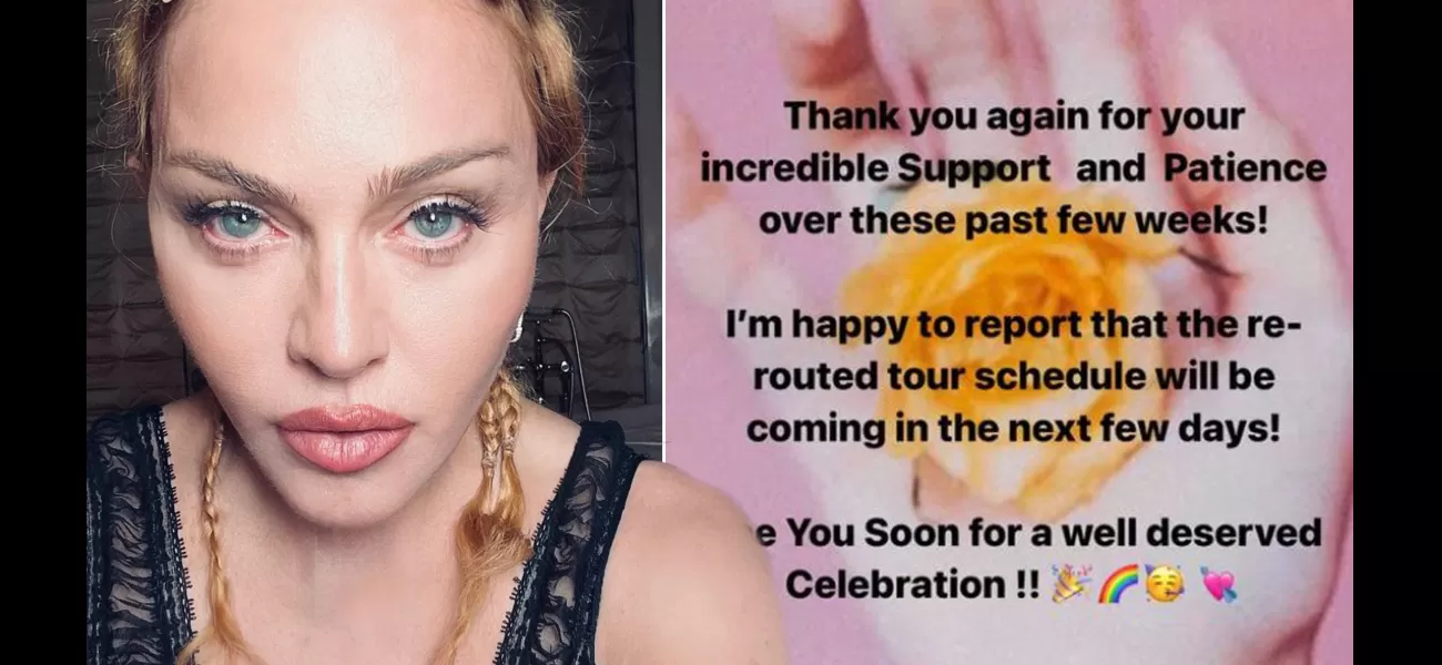 Madonna announces her Celebration tour will continue after recent hospitalisation.