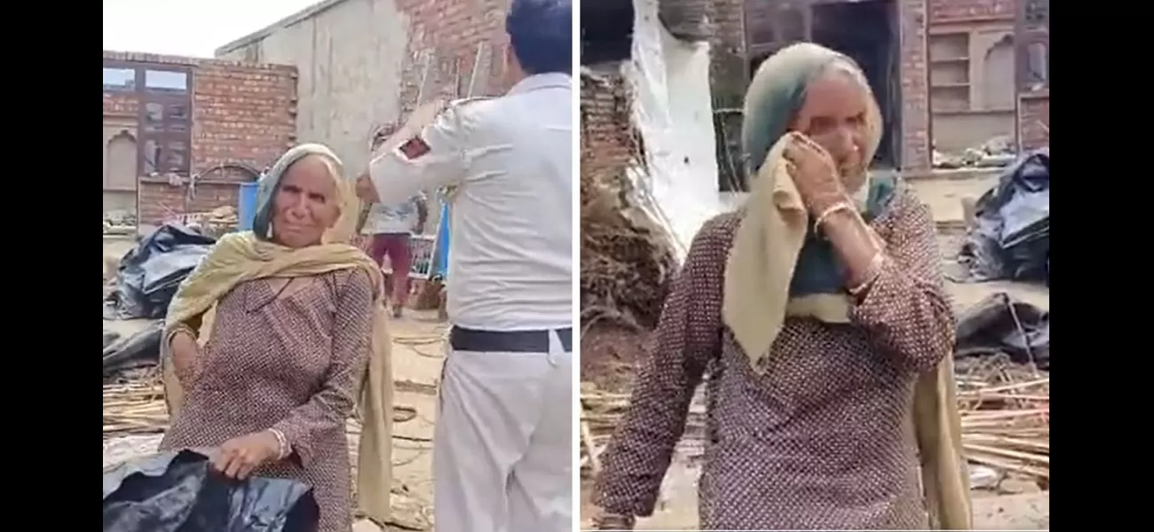 A woman is seen weeping inconsolably after her house was demolished in riot-hit Nuh, Haryana in a heart-breaking video.