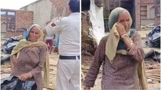 A woman is seen weeping inconsolably after her house was demolished in riot-hit Nuh, Haryana in a heart-breaking video.