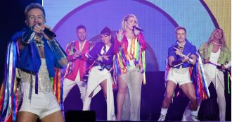 Ian Watkins rocks tiny white shorts as Steps headlines Brighton Pride in a one-time only show of 2023.