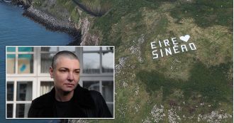 A giant tribute to Sinéad O'Connor is erected near her home in preparation for her funeral.