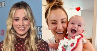 Kaley Cuoco's baby girl is melting hearts with her smiley selfie with her proud mum.