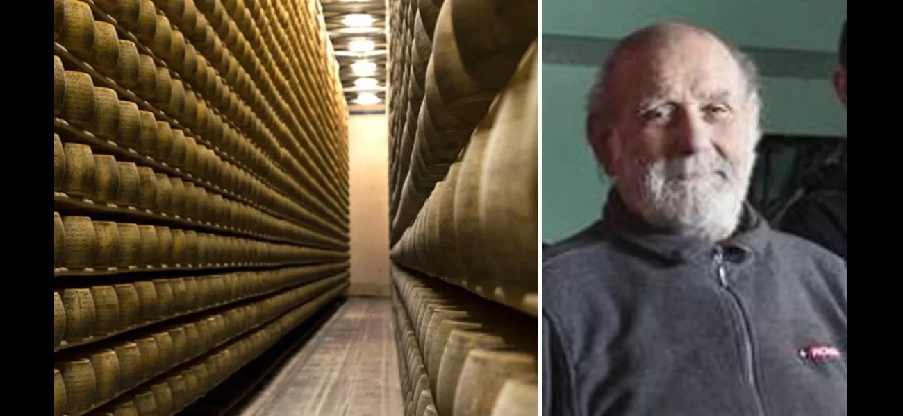 An elderly man was killed when a huge wall of cheese fell and crushed him.