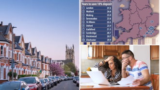 UK locations where it takes the longest to save for a deposit are revealed on a map – one area takes nearly 38 years.