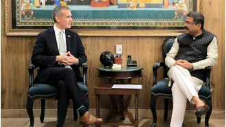 Minister Pradhan and Ambassador Garcetti met to discuss opportunities for students to move between the US and India.