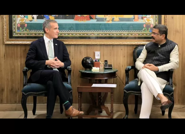 Minister Pradhan and Ambassador Garcetti met to discuss opportunities for students to move between the US and India.