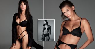 Hailey Bieber shows rare intimate tattoo as she models for Victoria's Secret lingerie campaign with Naomi Campbell and Emily Ratajkowski.