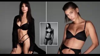 Hailey Bieber shows rare intimate tattoo as she models for Victoria's Secret lingerie campaign with Naomi Campbell and Emily Ratajkowski.