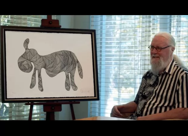 Sir Billy Connolly, 80, unveils epic new artwork worth thousands in a very rare appearance.