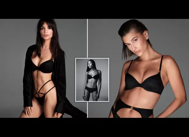 Hailey Bieber shows rare intimate tattoo as she models for Victoria's Secret lingerie campaign with Naomi Campbell and Emily Ratajkowski.