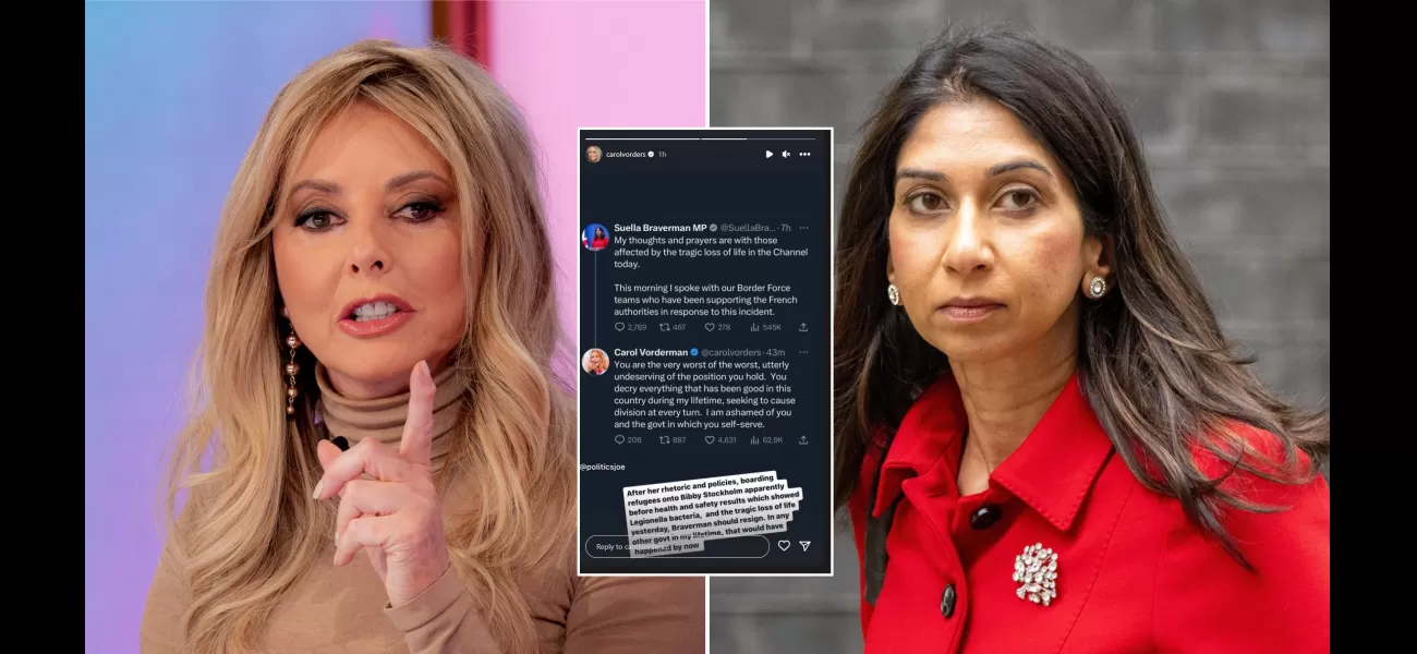 Carol Vorderman demands Suella Braverman's resignation, calling her the 