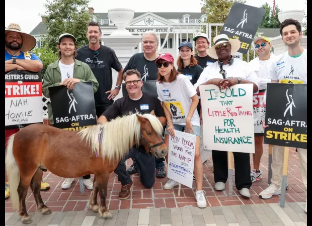 Li'l Sebastian joins in on the actors' strike for better working conditions.