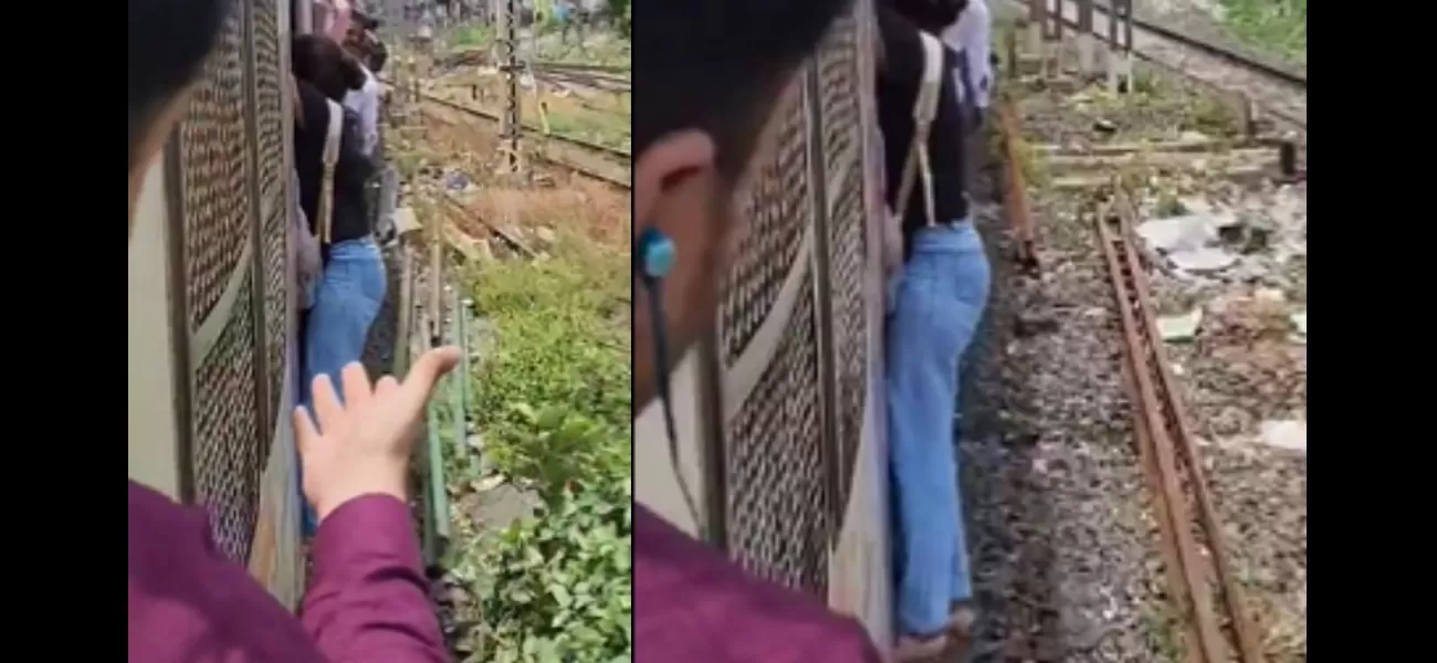 Girl risks life by hanging onto a Mumbai local train amid a crowded journey, netizens react with shock and fear.