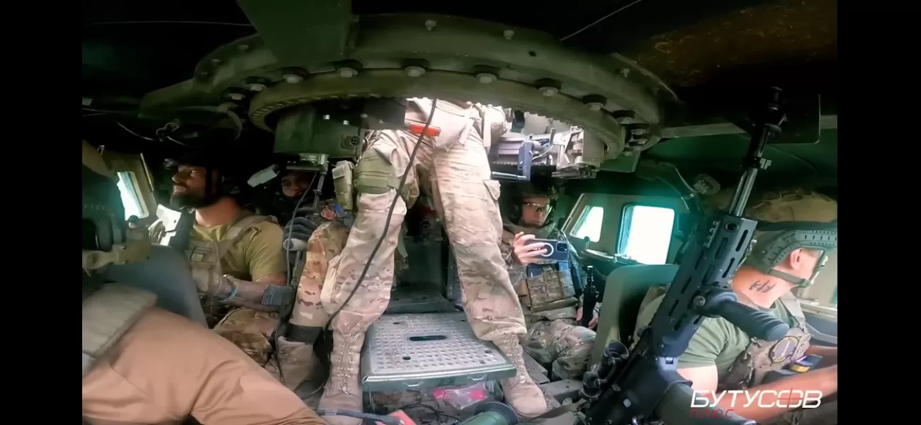 Ukrainian Humvee drives over a mine, crew survives terrifying experience.
