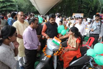 77 Divyangs in Indore received retrofitted two-wheelers under the Meri Mati Mera Desh Campaign.