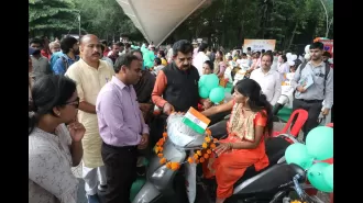 77 Divyangs in Indore received retrofitted two-wheelers under the Meri Mati Mera Desh Campaign.