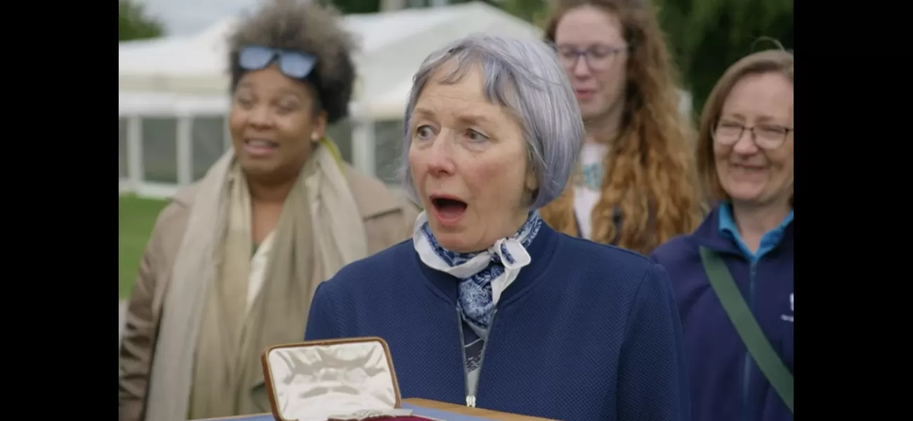 Guest overwhelmed to learn precious diamond brooch given incredible valuation on Antiques Roadshow.