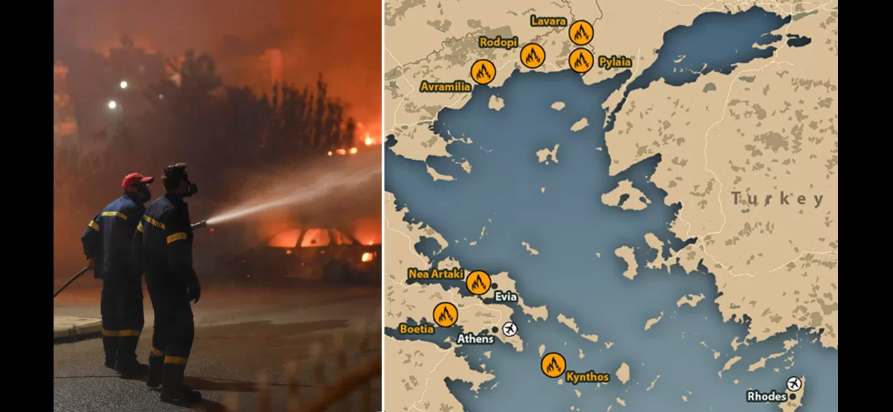 Map shows location of wildfires in Greece amid more severe blazes.
