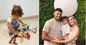Perrie Edwards' son Axel looks like a character from Toy Story in the sweetest outfit for his 2nd birthday.