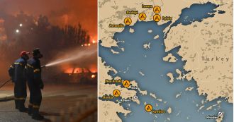 Map shows location of wildfires in Greece amid more severe blazes.