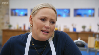 Amy Walsh cries in an emotional moment on Celebrity MasterChef.