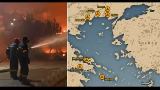 Map shows location of wildfires in Greece amid more severe blazes.