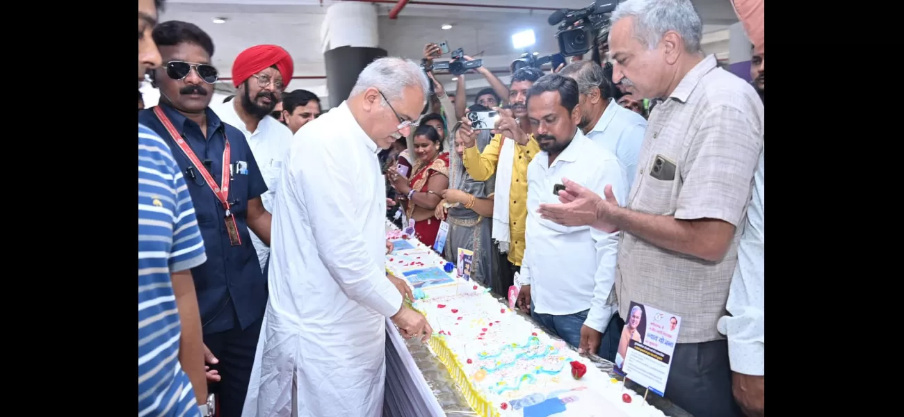 Chhattisgarh CM celebrated their birthday by cutting a 150-ft long cake in Raipur.