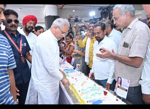 Chhattisgarh CM celebrated their birthday by cutting a 150-ft long cake in Raipur.