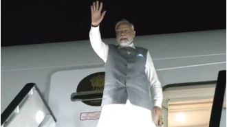 PM Modi arrives in Greece for 1-day visit; diaspora members gather near Athens hotel to welcome him.