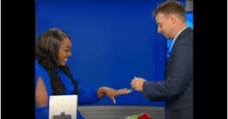 News anchor Cornelia Nicholson gets engaged during a promo for her station in Billings, Montana, making it an unforgettable moment.