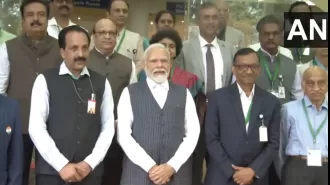 PM Modi visits ISRO scientists in Bengaluru to celebrate Chandrayaan-3 mission's success.