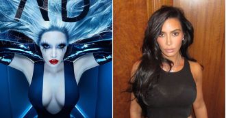 Kim transforms into a spooky spider character for American Horror Story.