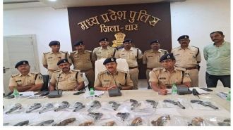 Kukshi Police in Madhya Pradesh seize 24 firearms and 10 live cartridges.