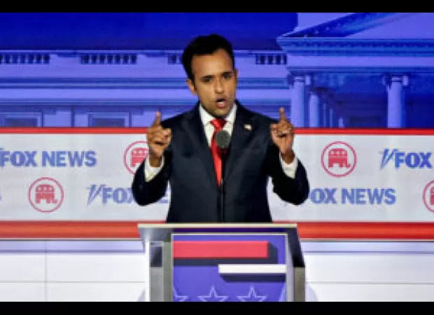 Young Ramaswamy's questioning of Al Sharpton at 2003 town hall has gone viral in a video.