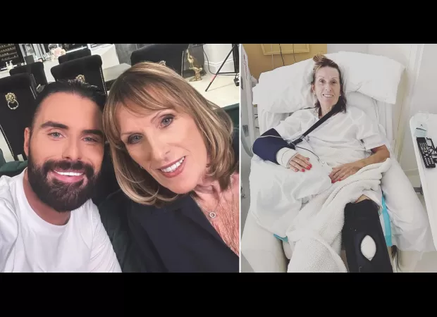 Rylan Clark's mum, Linda (71), had a bad fall and is now in the hospital with bandages. Rylan shared a smiling pic.