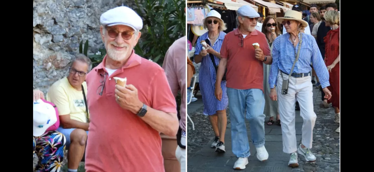 Steven Spielberg joyfully enjoying ice cream in Portofino.